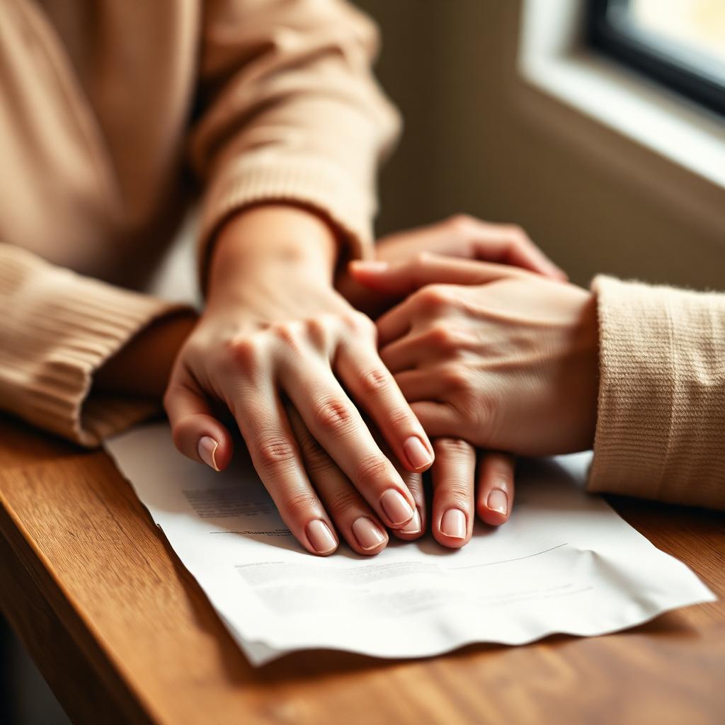 Dwie kobiety trzymające się za dłonie — wsparcie w procesie leczenia niepłodności.